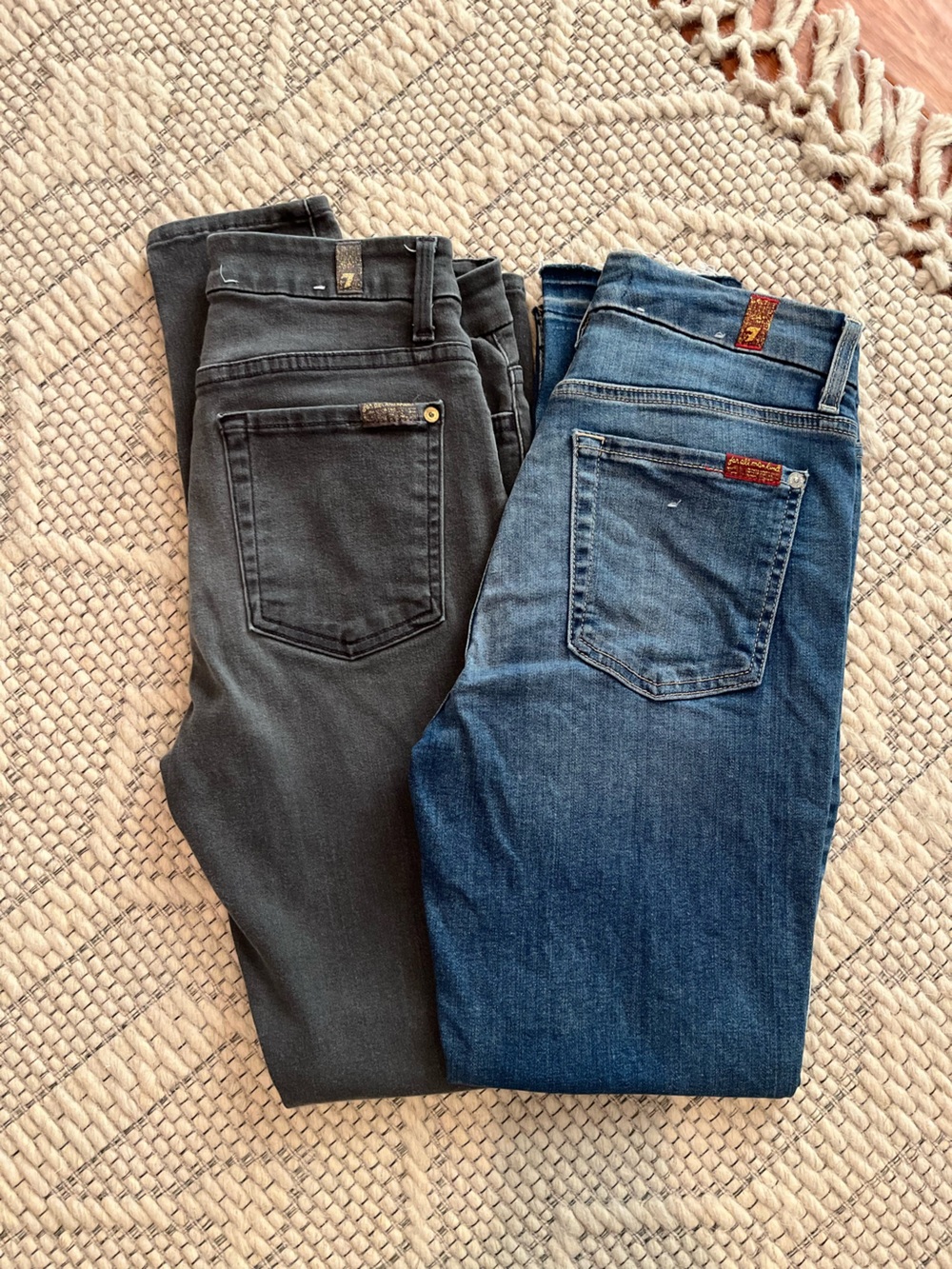 7 For All Mankind Skinny Jeans - Blue and Black